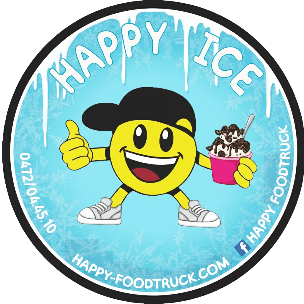 Logo Happy Ice - Foodtruck de yaourt glacé artisanal pour événements en Belgique.
